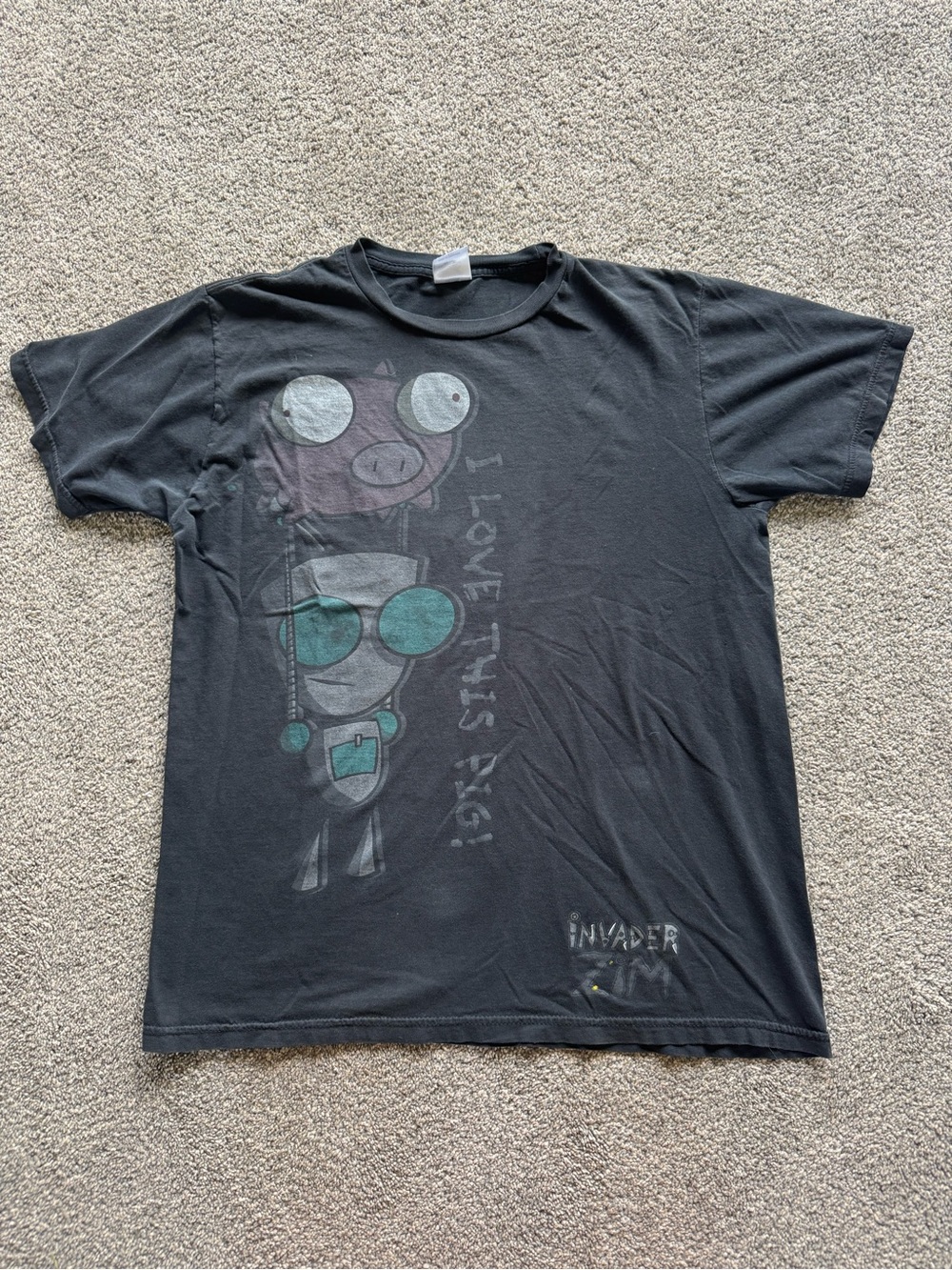 Invader Zim Black Graphic Tee with Teal Accents